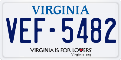 VA license plate VEF5482