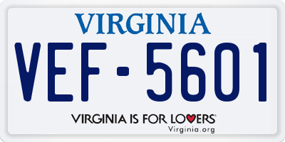 VA license plate VEF5601