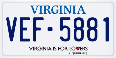 VA license plate VEF5881
