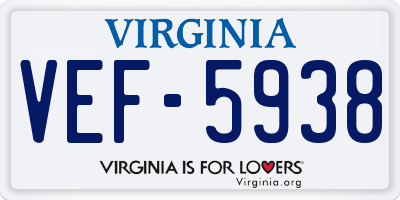 VA license plate VEF5938