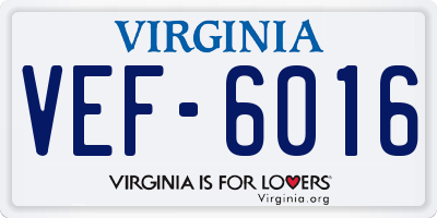 VA license plate VEF6016