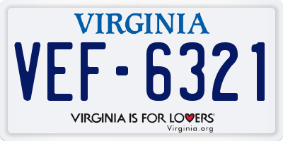VA license plate VEF6321