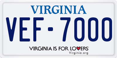 VA license plate VEF7000