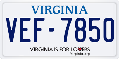 VA license plate VEF7850