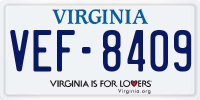VA license plate VEF8409