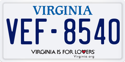 VA license plate VEF8540