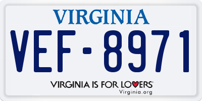 VA license plate VEF8971