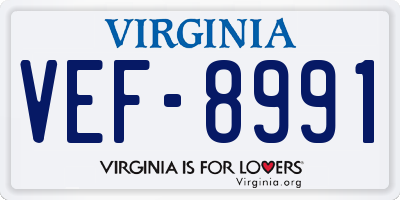 VA license plate VEF8991