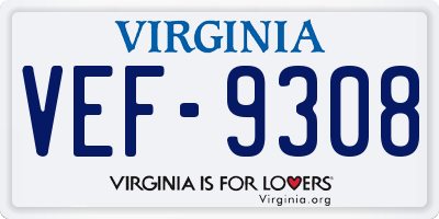 VA license plate VEF9308