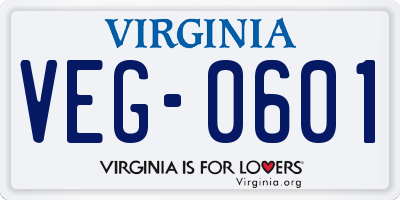 VA license plate VEG0601