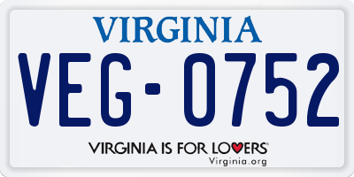 VA license plate VEG0752