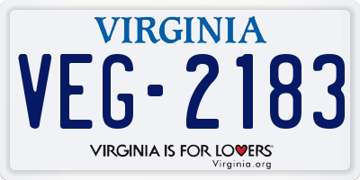 VA license plate VEG2183