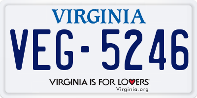 VA license plate VEG5246