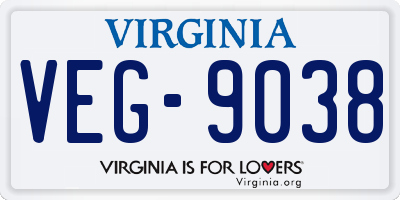 VA license plate VEG9038