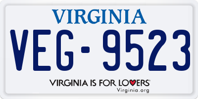 VA license plate VEG9523
