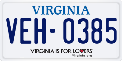 VA license plate VEH0385