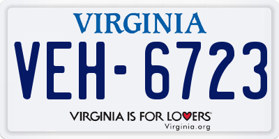 VA license plate VEH6723