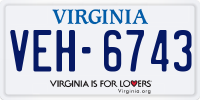 VA license plate VEH6743