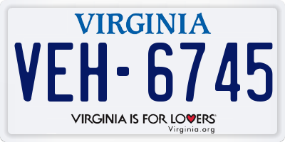 VA license plate VEH6745
