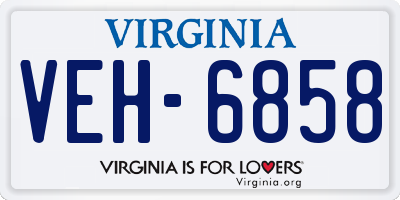 VA license plate VEH6858