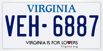 VA license plate VEH6887