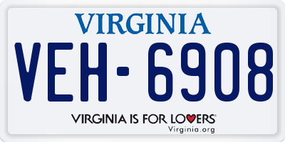 VA license plate VEH6908