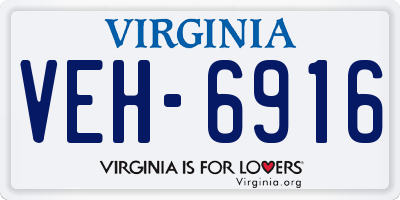 VA license plate VEH6916