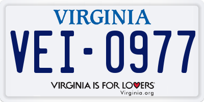VA license plate VEI0977