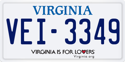 VA license plate VEI3349