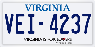 VA license plate VEI4237