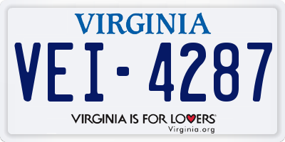 VA license plate VEI4287