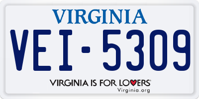 VA license plate VEI5309