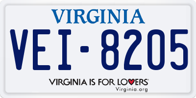 VA license plate VEI8205