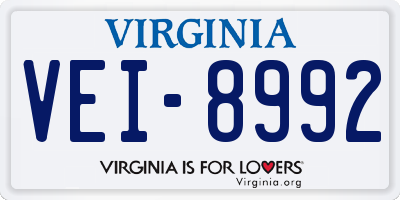 VA license plate VEI8992