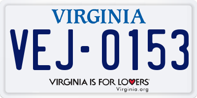 VA license plate VEJ0153