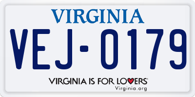 VA license plate VEJ0179