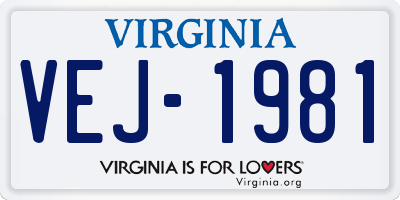 VA license plate VEJ1981