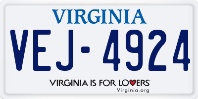 VA license plate VEJ4924