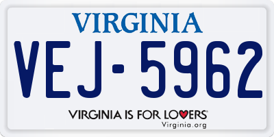 VA license plate VEJ5962