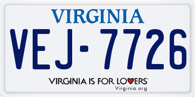 VA license plate VEJ7726