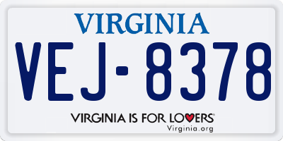 VA license plate VEJ8378