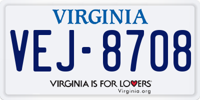 VA license plate VEJ8708