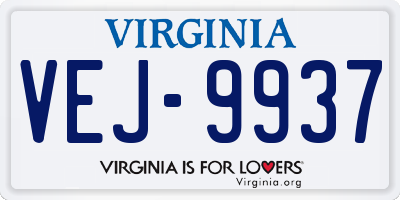 VA license plate VEJ9937