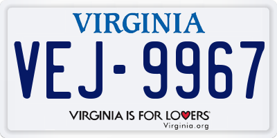 VA license plate VEJ9967