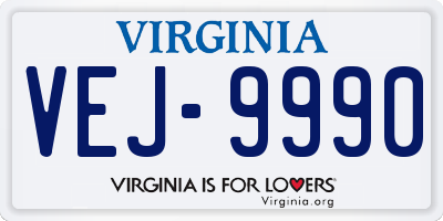 VA license plate VEJ9990