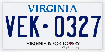 VA license plate VEK0327