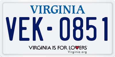 VA license plate VEK0851