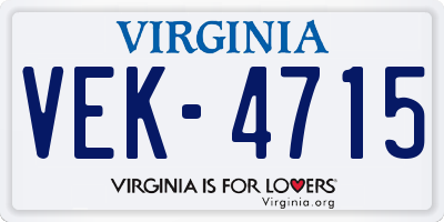 VA license plate VEK4715