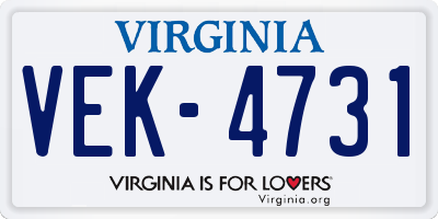 VA license plate VEK4731
