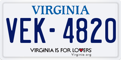 VA license plate VEK4820